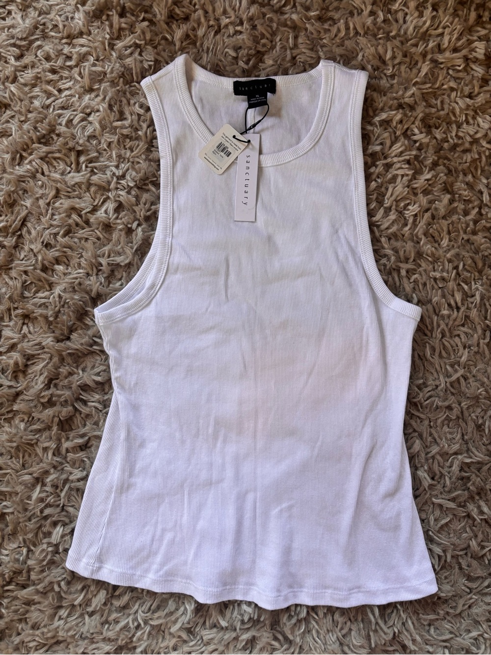 Sanctuary White Ribbed Scoop Tank - Women's